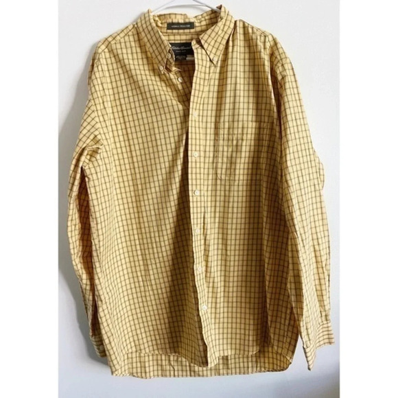Eddie Bauer - Yellow Plaid Button Down Collared Shirt - Picture 1 of 4